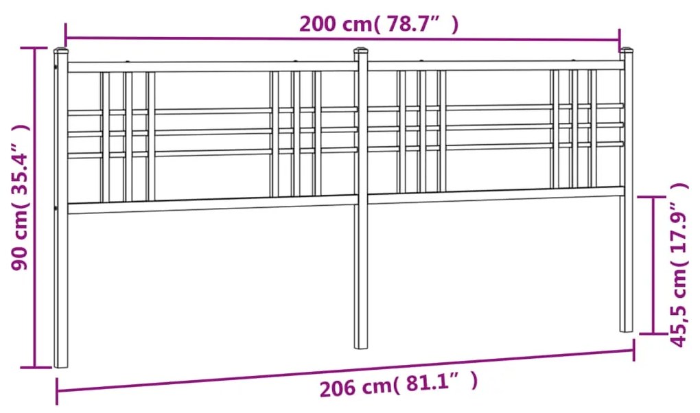 Cabeceira de cama 200 cm metal branco