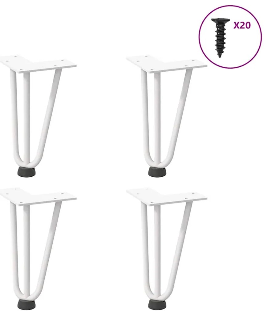 Pernas de grampo para mesa de centro 4 peças, branco, 20 cm, aço maciç