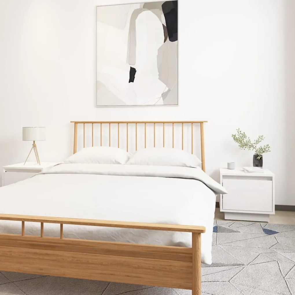 813398 vidaXL Mesas de cabeceira 2 pcs 35x34x32 cm pinho maciço branco