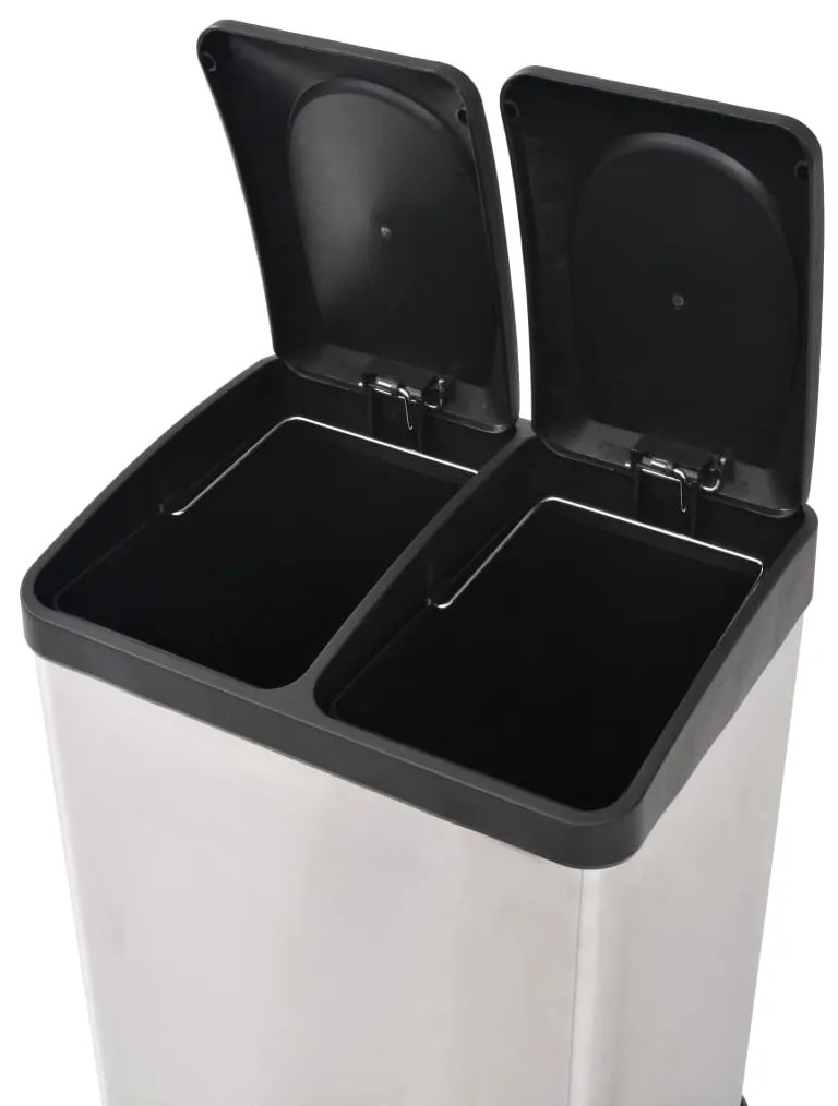 Caixote do lixo para reciclagem com pedais 36 L aço inoxidável