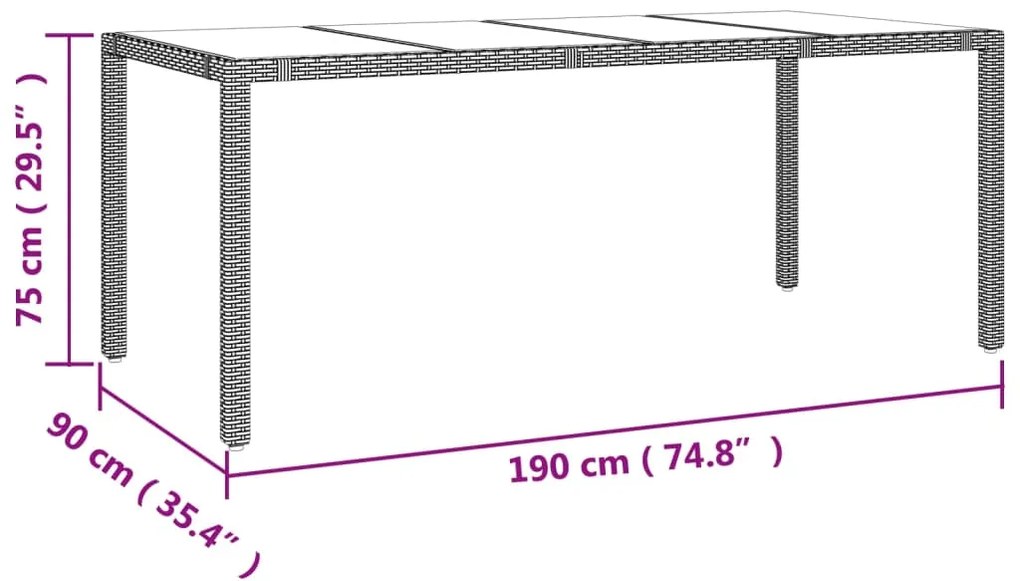 7 pcs conjunto de jantar p/ jardim com almofadões vime PE bege