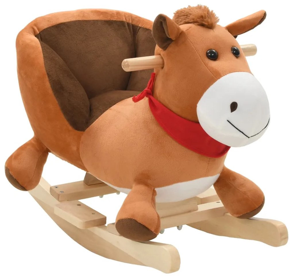 80221 vidaXL Animal de baloiçar cavalo em pelúcia 60x32x50 cm castanho