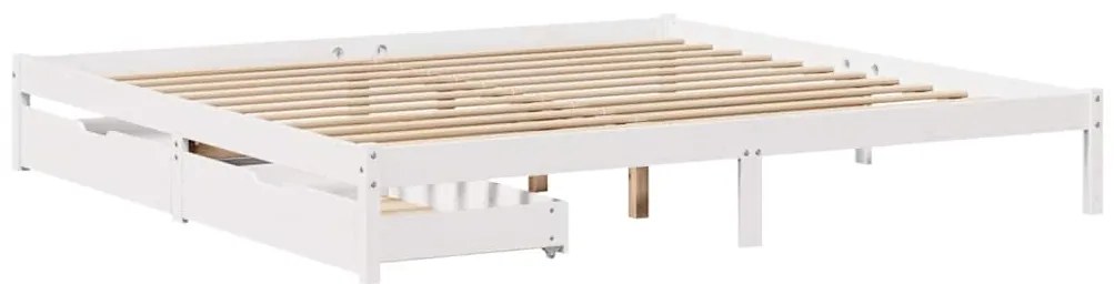 Cama sem colchão 200x200 cm madeira de pinho maciça branco