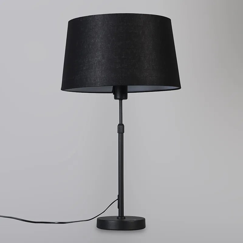 Candeeiro de mesa preto com cúpula preta 35 cm ajustável - Parte Moderno