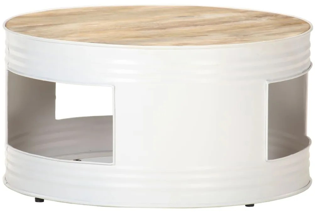vidaXL Mesa de centro 68x68x36 cm madeira de mangueira maciça branco