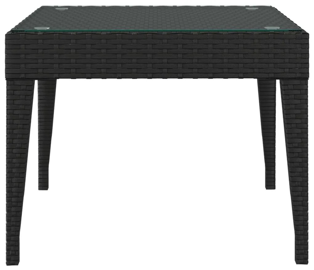 Mesa de apoio 50x50x38 cm vime PE e vidro temperado preto