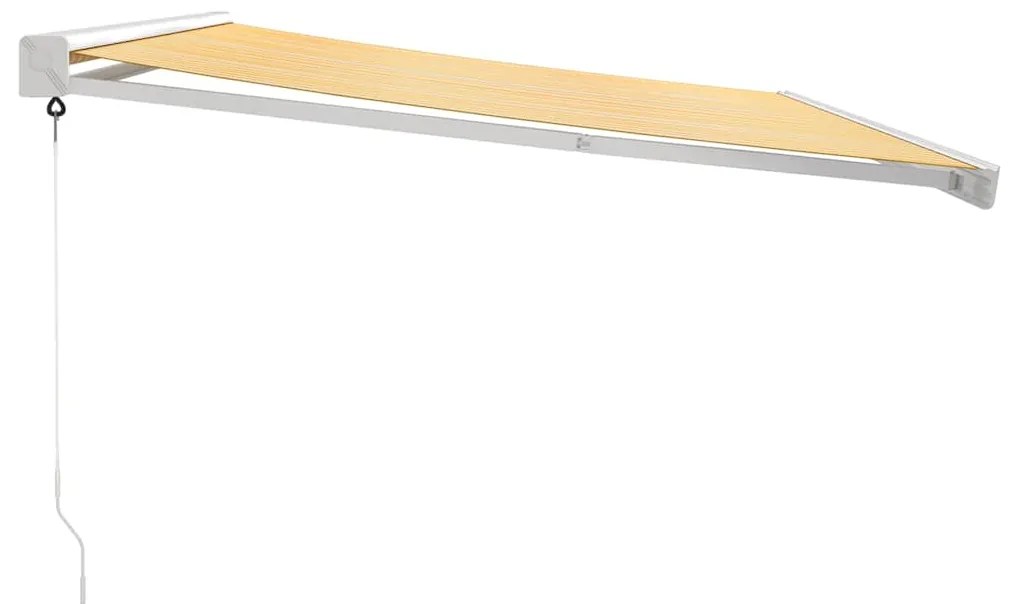Toldo retrátil 4x3 m tecido e alumínio amarelo e branco