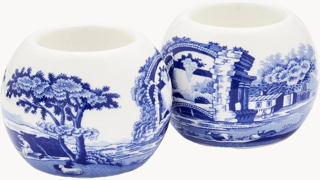 Castiçais em porcelana Blue Italian, conjunto de 2