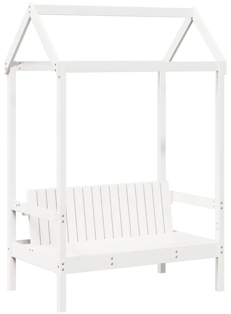 Conj. de cama e banco com telhado 80x200 cm pinho maciço branco