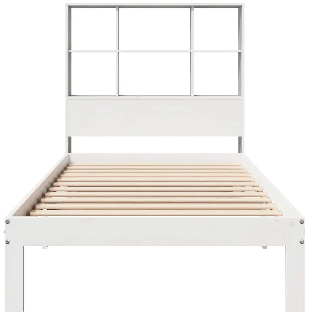 Cama com estante sem colchão 90x190 cm pinho maciço branco