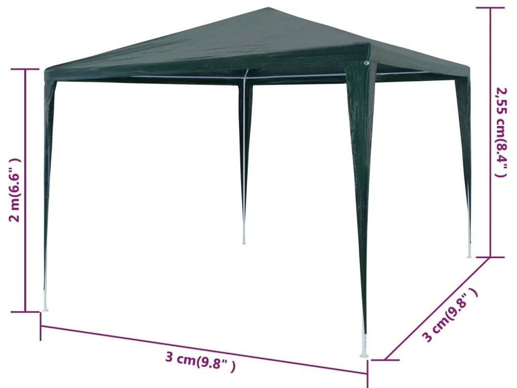 Tenda para festas 3x3 m PE verde