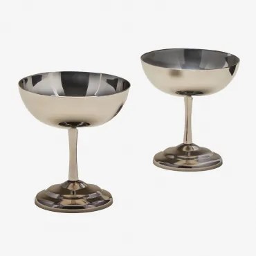Pack De 2 Copos De Cocktail 20 Cl Em Aço Inoxidável Morrow Aço Inoxidável - Sklum