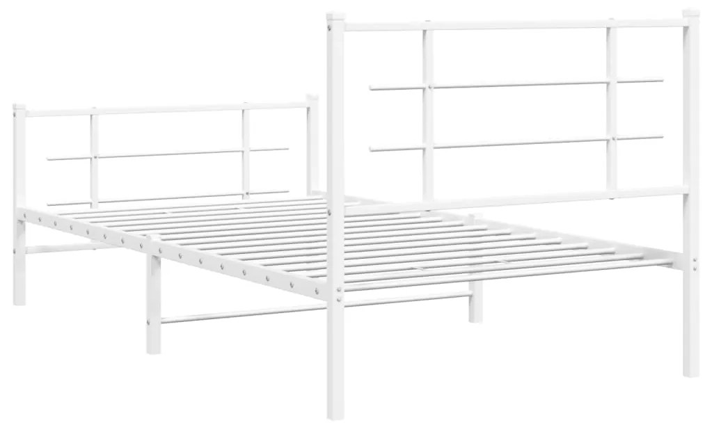 Estrutura de cama com cabeceira e pés 100x190 cm metal branco