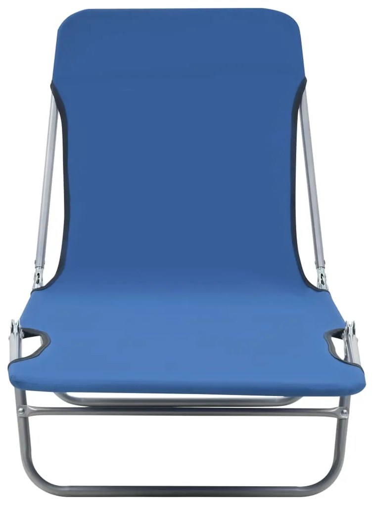 Espreguiçadeiras dobráveis 2 pcs aço e tecido azul