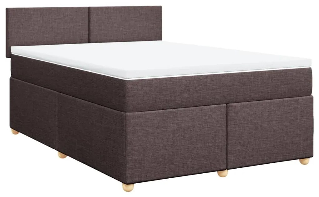 Cama com molas/colchão 160x200 cm tecido castanho-escuro