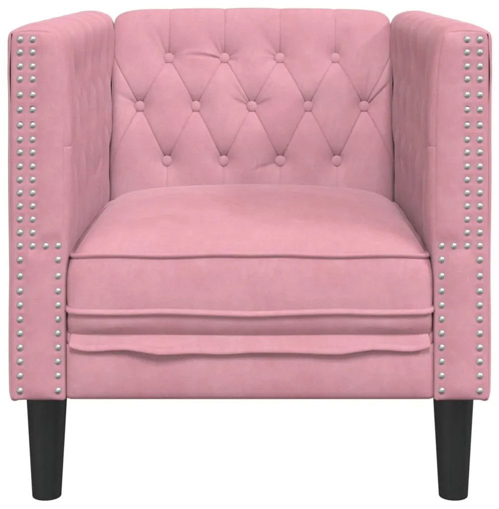 Sofá chesterfield veludo rosa