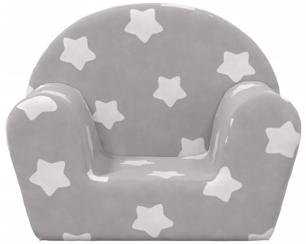 Sofá infantil c/ estrelas pelúcia macia cinzento-claro