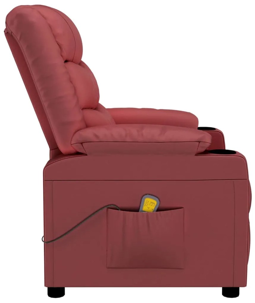 Cadeira de massagens couro artificial vermelho tinto