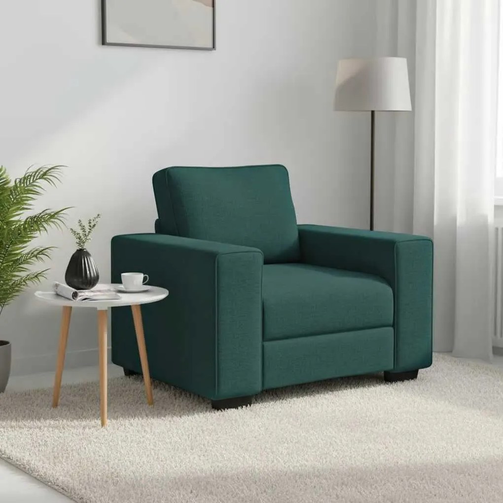 vidaXL Poltrona 100x77x82 cm tecido verde-escuro