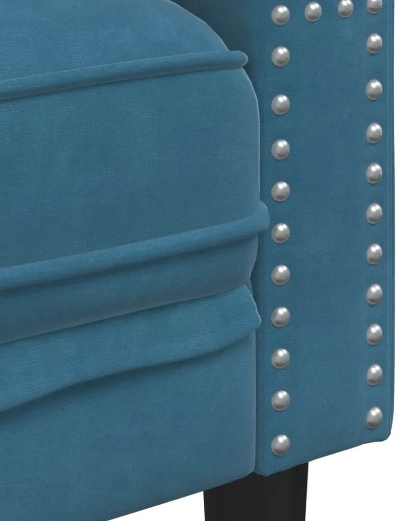 2 pcs conjunto de sofás chesterfield com rolos veludo azul