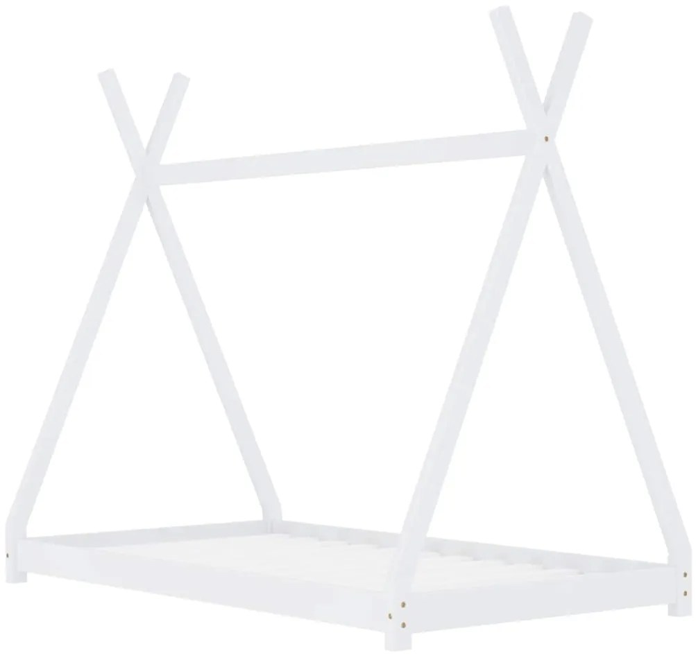 Estrutura de cama para crianças 70x140 cm pinho maciço branco