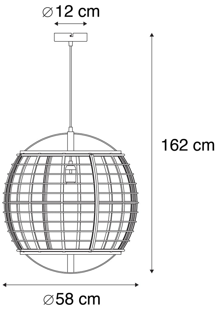 Candeeiro de suspensão oriental castanho 58 cm - PASCAL Oriental