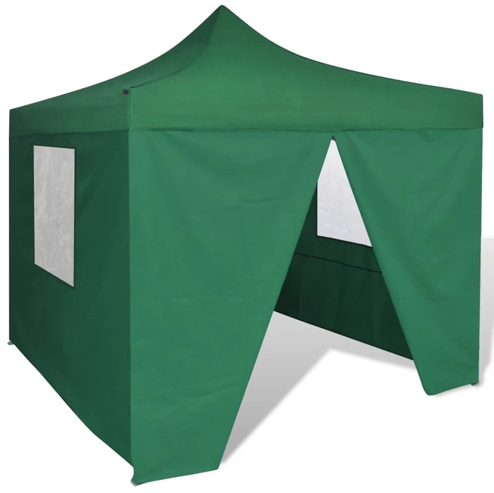 Tenda dobrável 3 x 3 m verde com 4 paredes