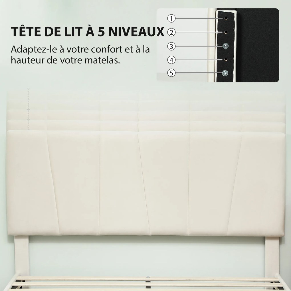Estrutura de cama de casal 140 x 190 cm (COLCHÃO NÃO INCLUIDO), cama para 2 pessoas, cabeceira ajustável, base de cama 150 x 198 x 101/106/111/116/121