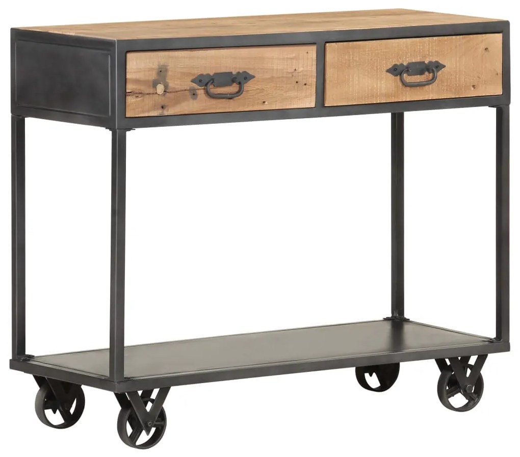 Mesa consola 90x35x74 cm madeira recuperada maciça