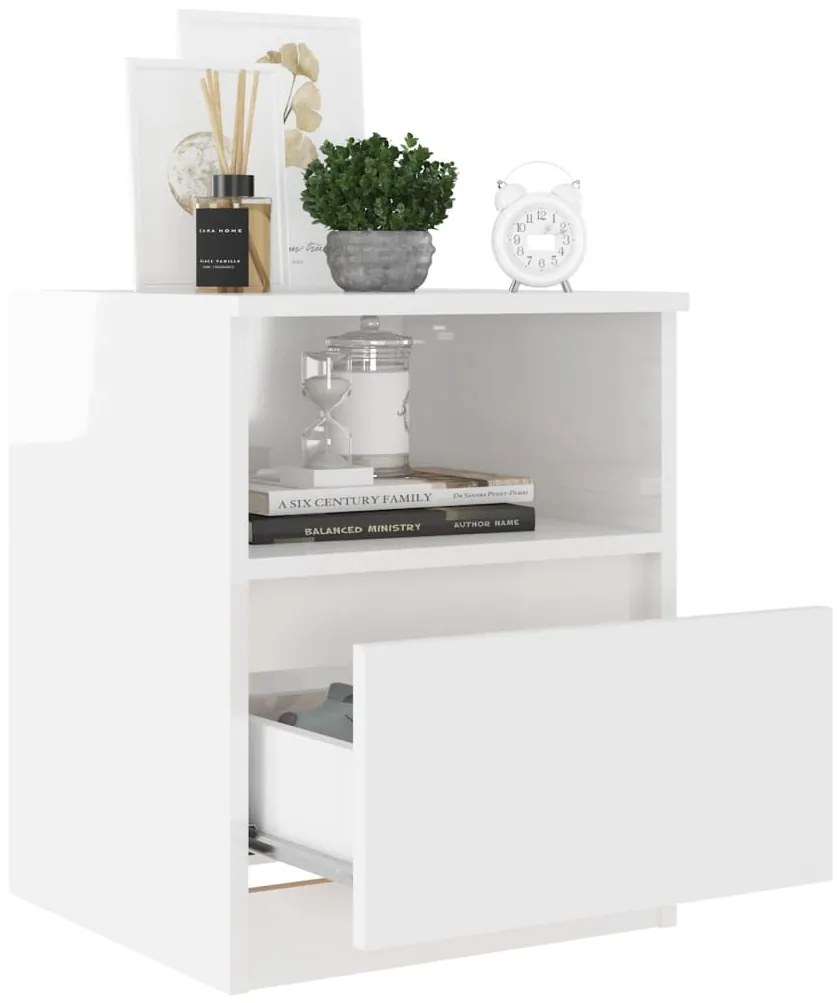 Mesa de cabeceira derivados de madeira branco brilhante