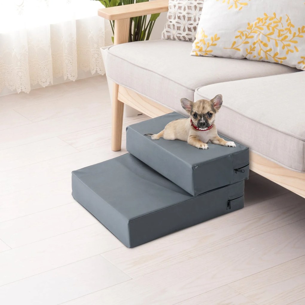 PawHut Escada para Animais de Estimação de 2 Degraus 2 em 1 Cama para