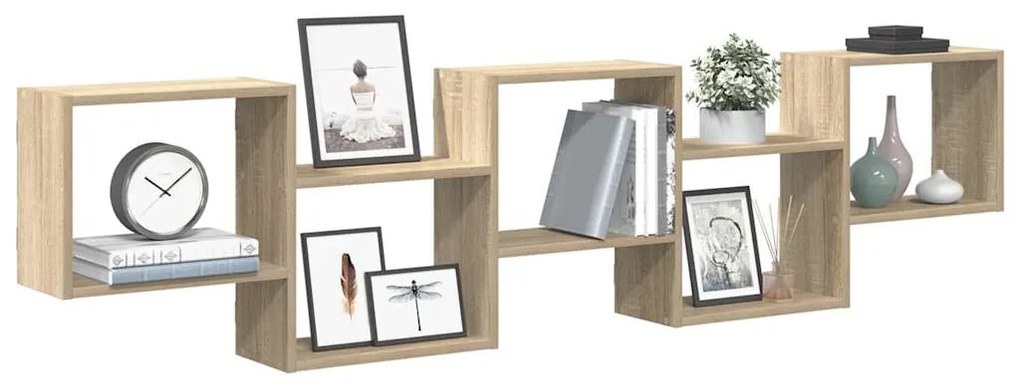 vidaXL Estante parede cúbica 5 compartimentos derivados madeira sonoma