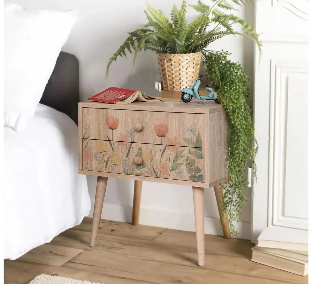 Mesa de Cabeceira City Two – Multicolor – 60x61x40 cm
