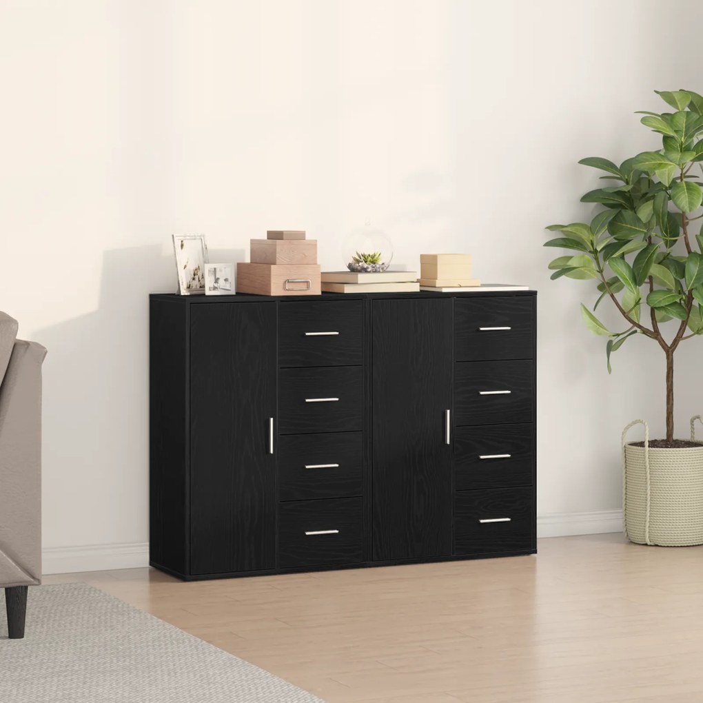 vidaXL Buffets 2 pcs Carvalho Preto 60x31x84 cm Madeira Engenharia