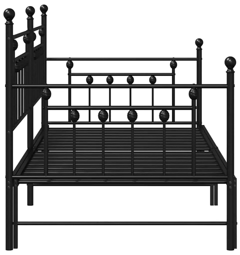 Estrutura de Daybed com Cama Extra VidaXL Preta 90x190 cm Aço