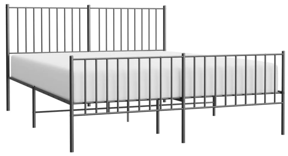 Estrutura de cama com cabeceira e pés 150x200 cm metal preto