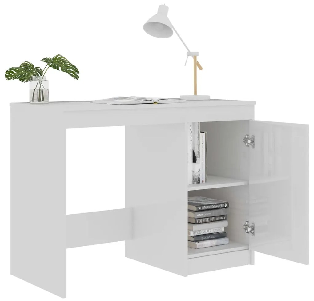 Secretária 100x50x76 cm derivados de madeira branco brilhante