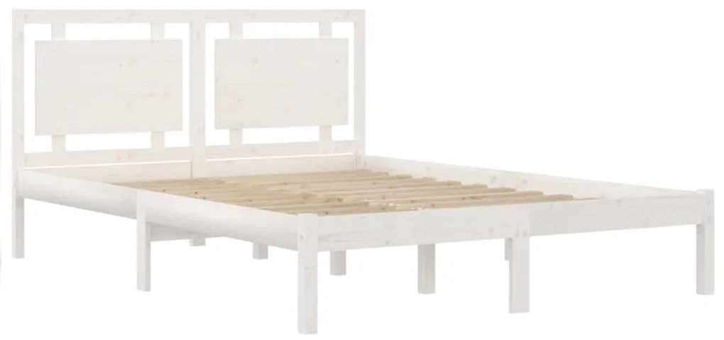 Estrutura de cama king 150x200 cm madeira maciça branco