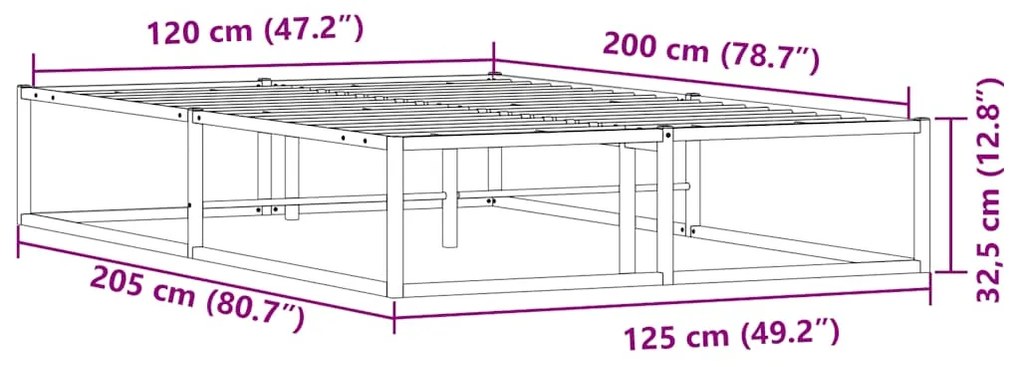 Estrutura de cama sem colchão branco 120x200 cm metal