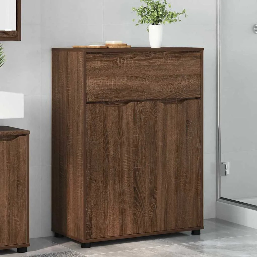 vidaXL Armário de Banheiro Manual Carvalho Marrom 72,5 x 36,5 x 100 cm