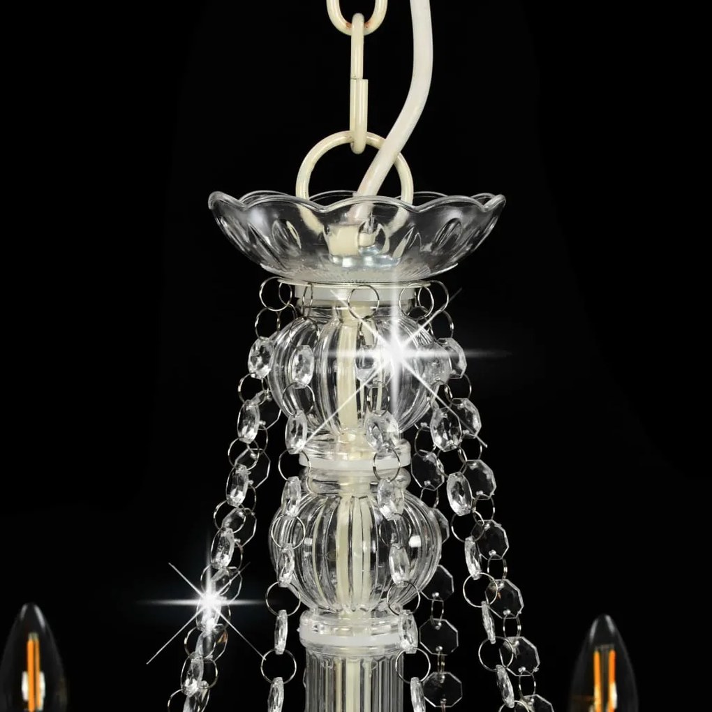 Lustre com contas lâmpadas 8 x E14 branco