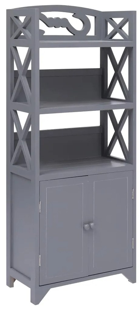 Armário de casa de banho 46x24x116cm madeira paulownia cinzento