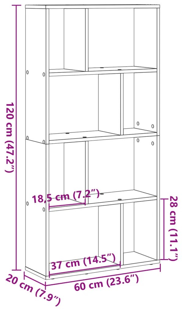 Estante 60x20x120 cm derivados de madeira cinzento cimento