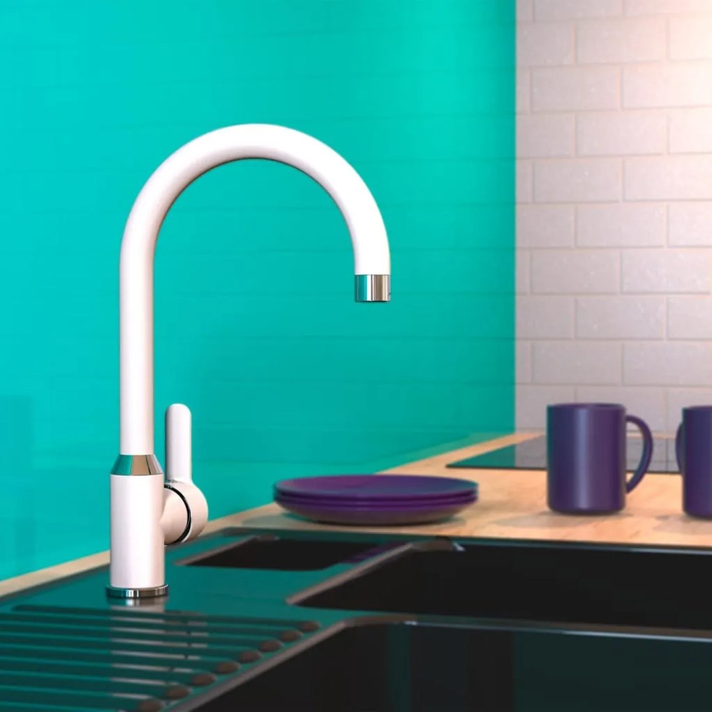 446499 EISL Torneira misturadora para cozinha DIZIANI branco-cromado