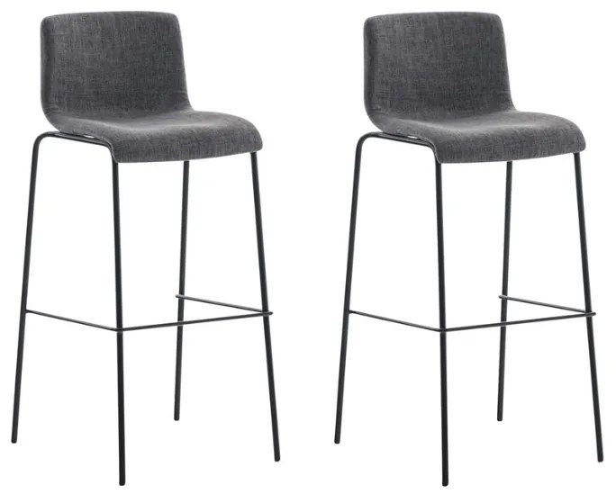 Conjunto de 2 bancos de bar Hoover em tecido e com estrutura preta 43 x 100 x 48 cm Cinzento