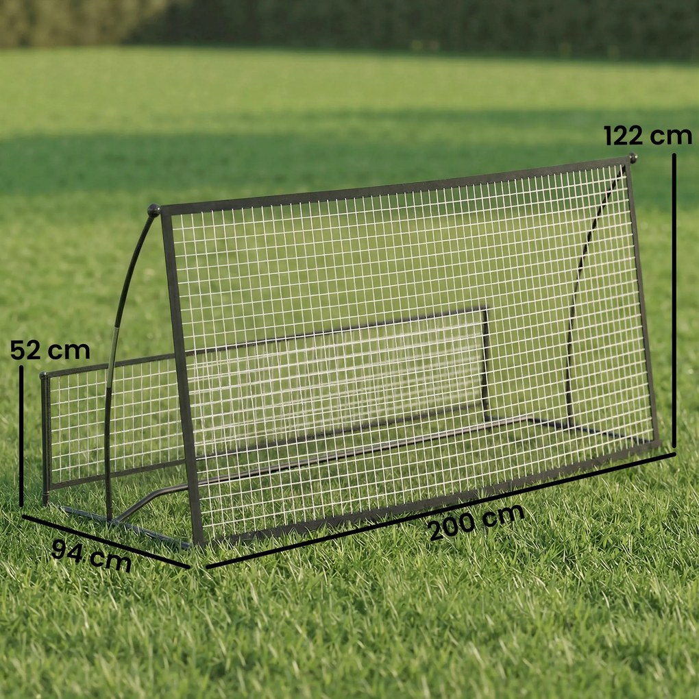Rede de Ressalto Dobrável 2 em 1 com Bolsa de Transporte para Treino de Futebol e Basebol 200x94x122 cm Preto