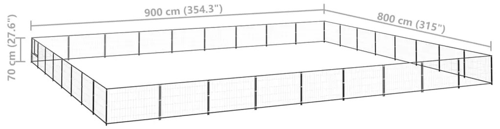 Canil para cães 72 m² aço preto