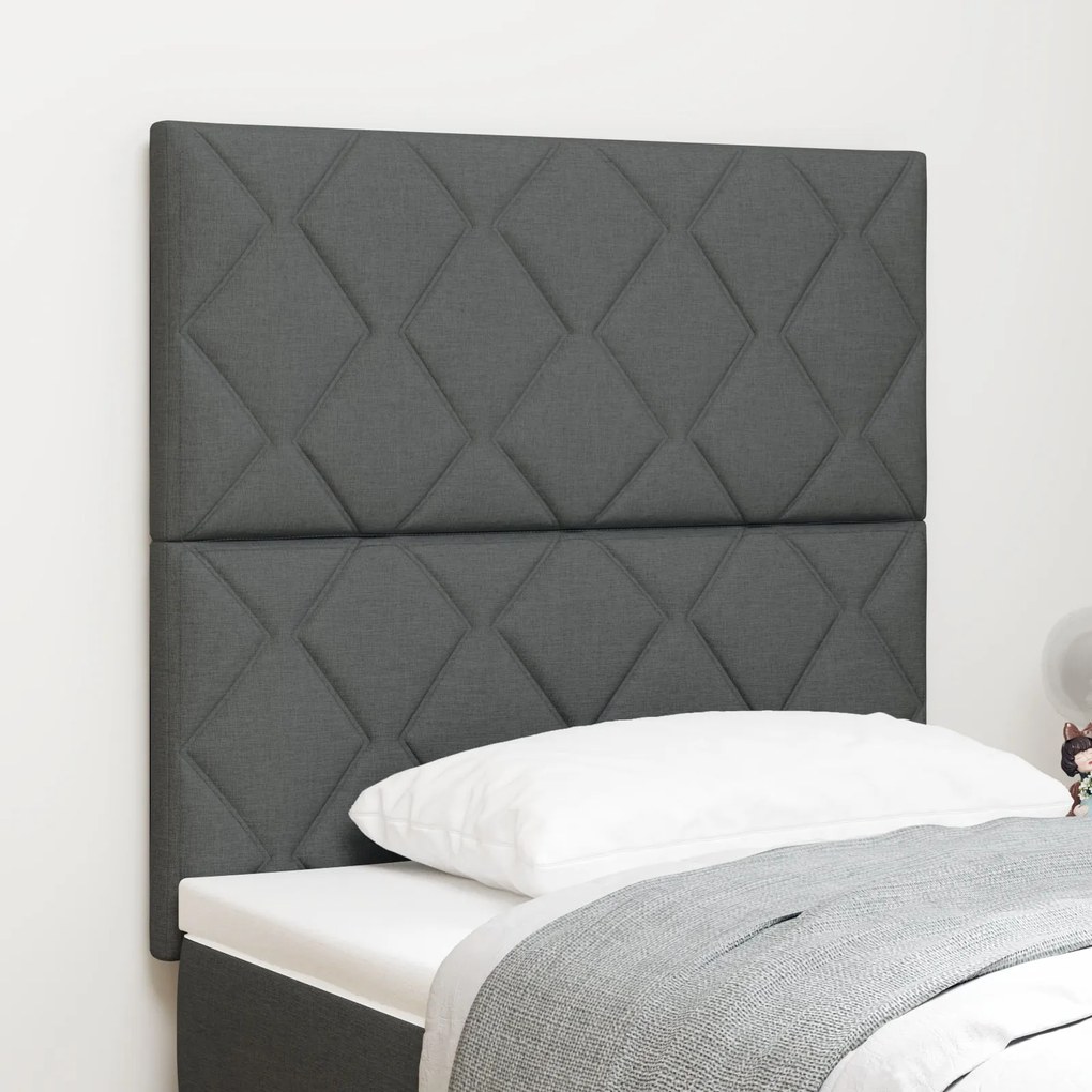 Cabeceira vidaXL Design Blocos de Diamante Cinza Escuro 90 cm Tecido,