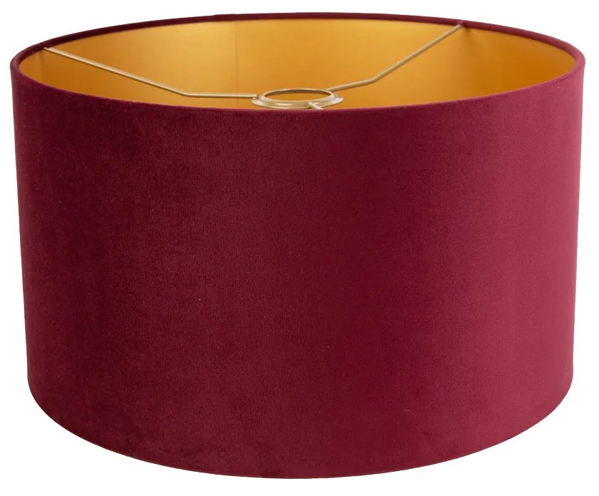 Abajur de Veludo Vermelho 35/35/20 com Interior Dourado