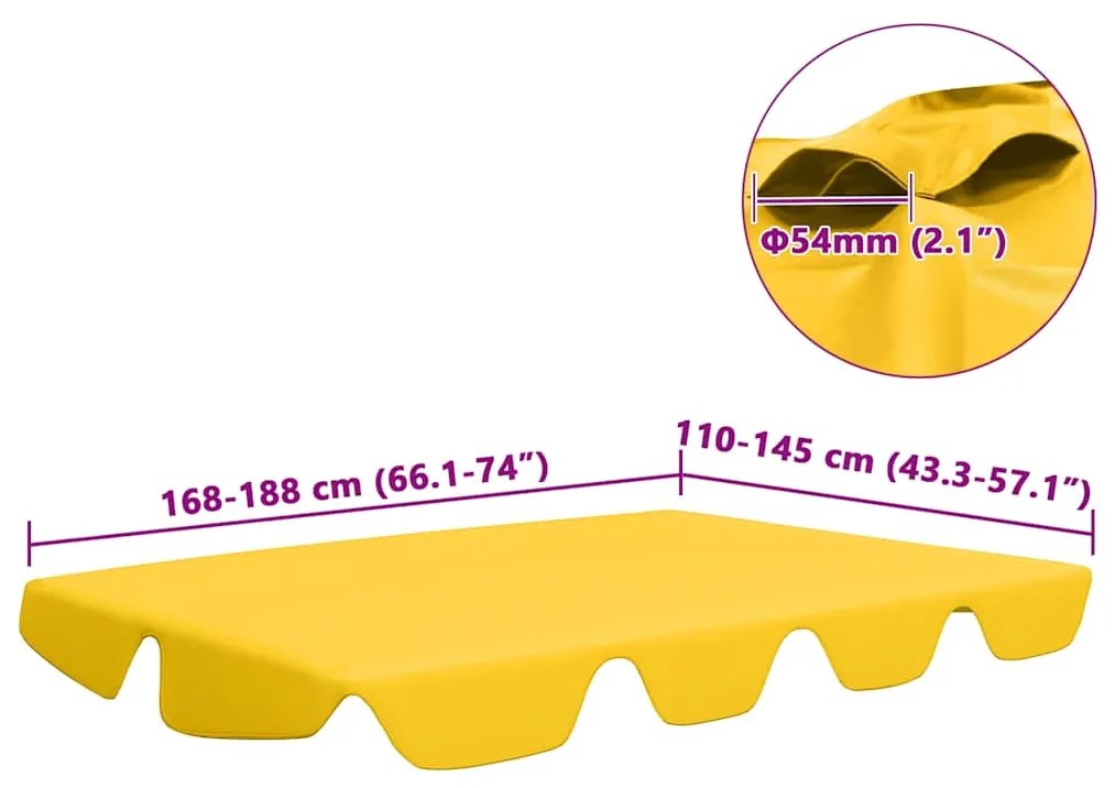 Toldo suplente baloiço jardim 188/168x145/110 cm amarelo